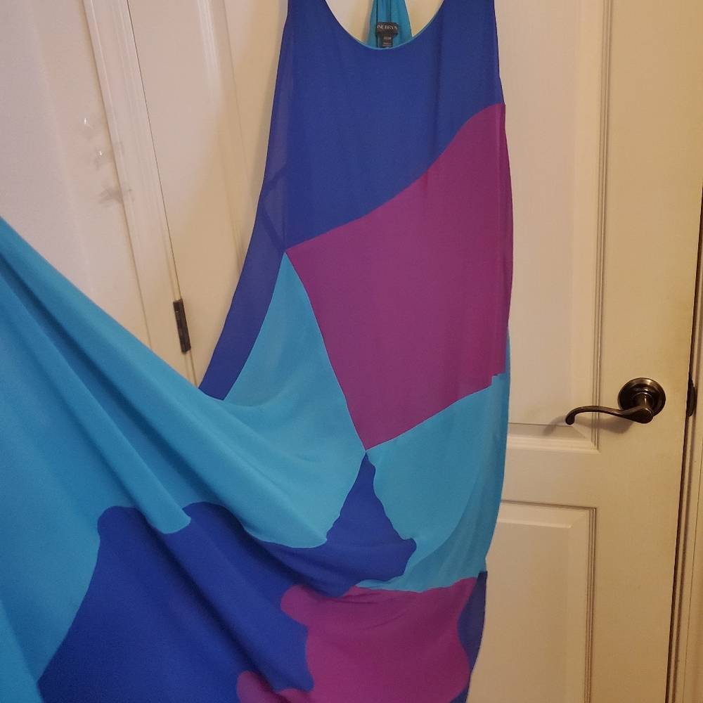Lane Bryant 3-Color block pattern summer dress with lining
